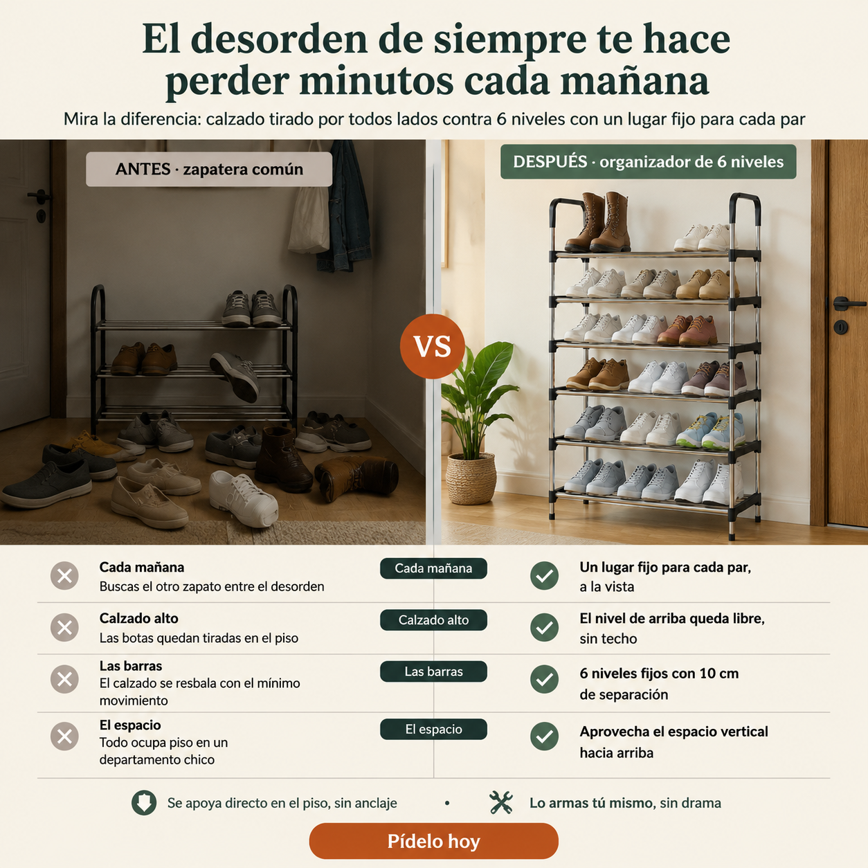 Organizador De Zapatos 6 Niveles Premium - 14191 — vista 2