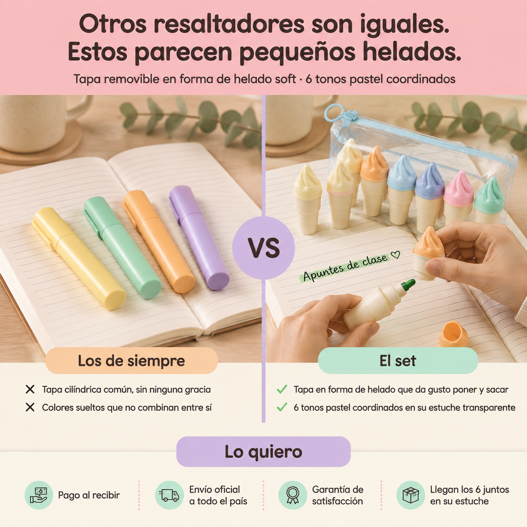 Set X6 Resaltadores Helado CandY — vista 2