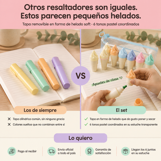 Set X6 Resaltadores Helado CandY — vista 2