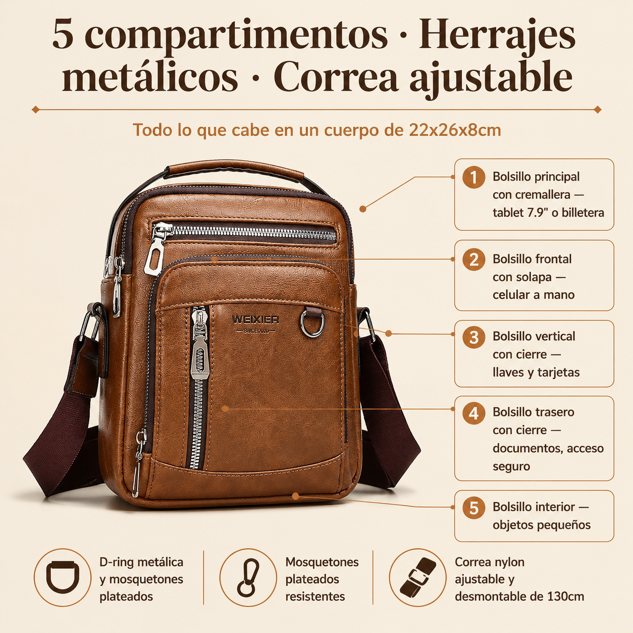 Bolso bandolera unisex — vista 3