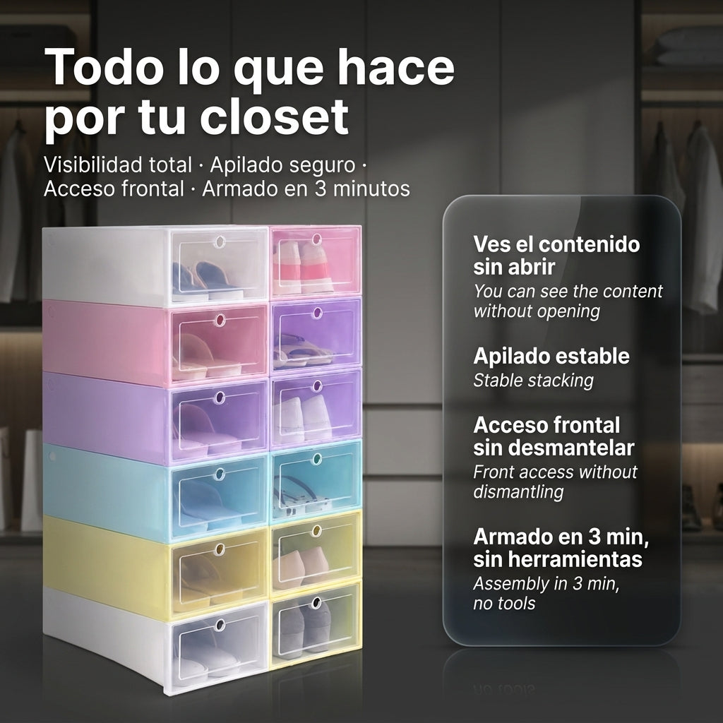 Pack De 6 Cajas De Zapatos Organizadoras - id29048 — vista 3