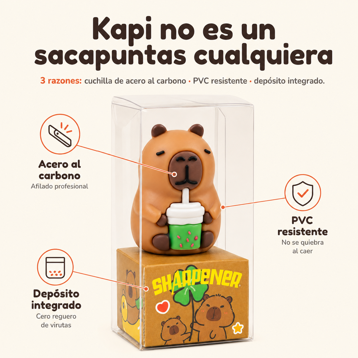 Sacapuntas Forma De Capybara Fresh — vista 3