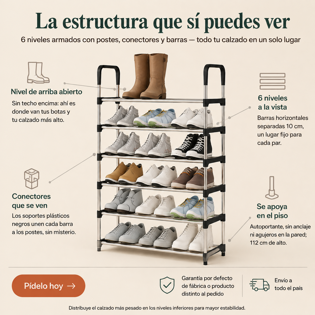 Organizador De Zapatos 6 Niveles Premium - 14191 — vista 3