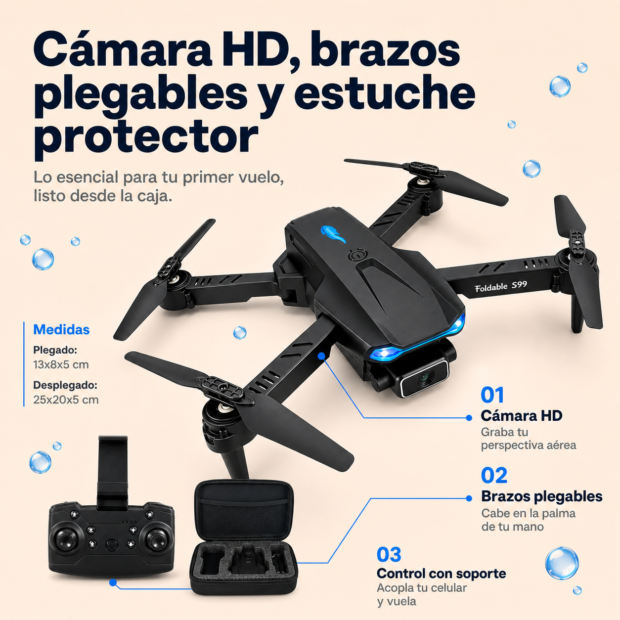 Drone Plegable Cámara HD Retorno Automático - id41649 — vista 3
