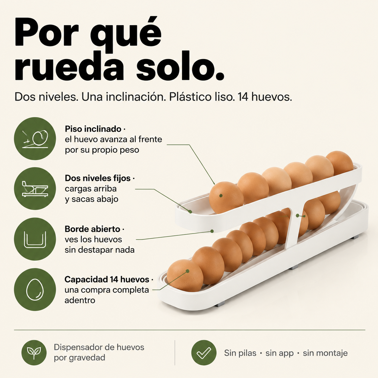 Huevera Organizador Dispensador De Huevo - 14401 — vista 3
