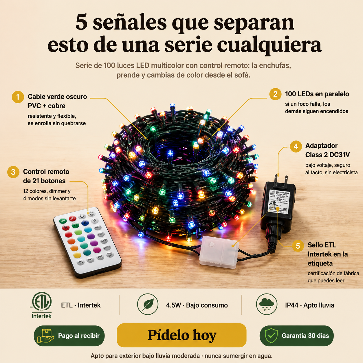 Guirnalda De 100 Luces Multicolor - 2270 — vista 3