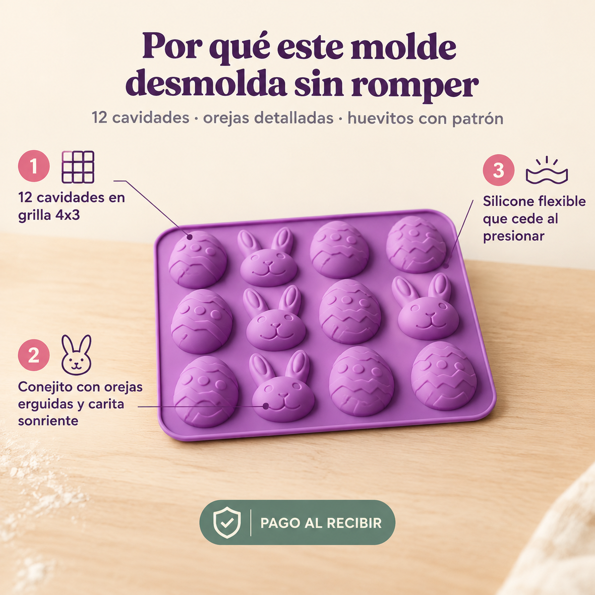 Moldes 12 Espacios Huevos Conejo Pascua - 55186 — vista 3