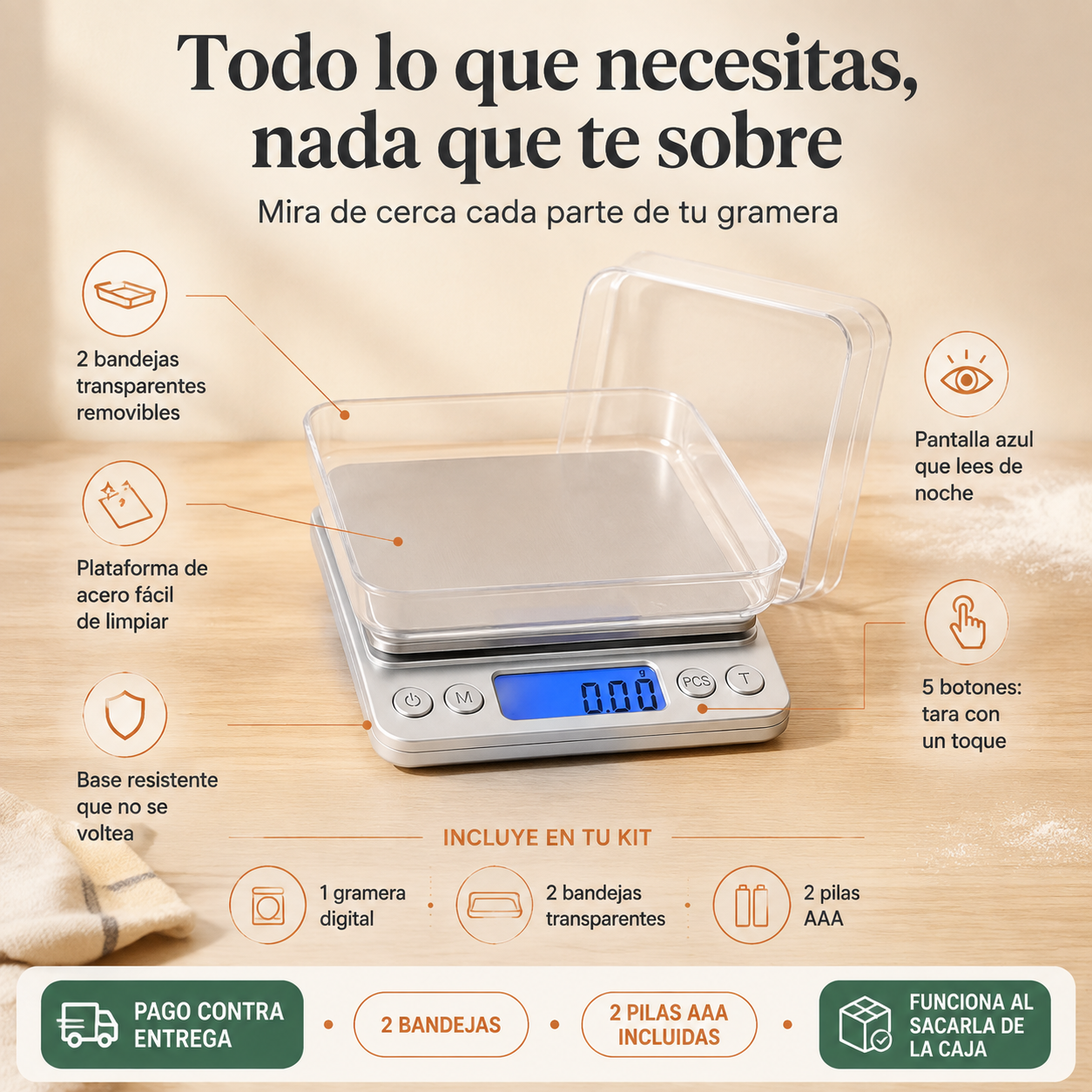Gramera Digital Bascula 2 Bandejas - 1713566 — vista 3