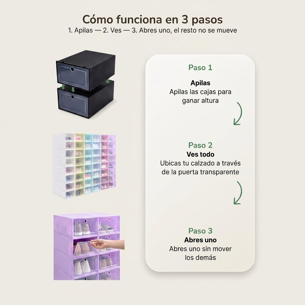 Pack De 6 Cajas De Zapatos Organizadoras - id29048 — vista 4