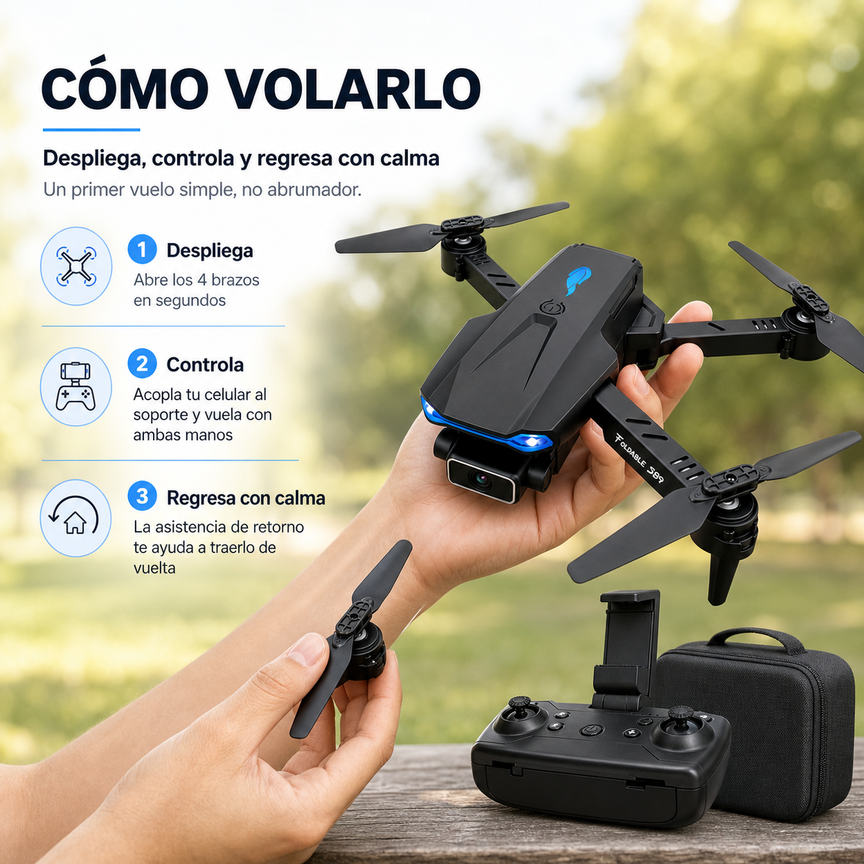 Drone Plegable Cámara HD Retorno Automático - id41649 — vista 4