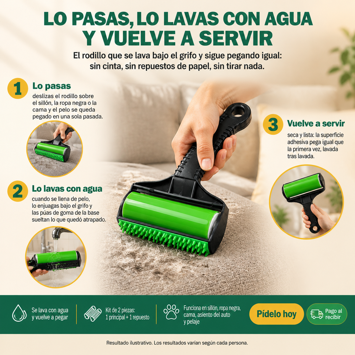 Rodillo Adhesivo Quita Pelusa Lavable - 33006 — vista 4