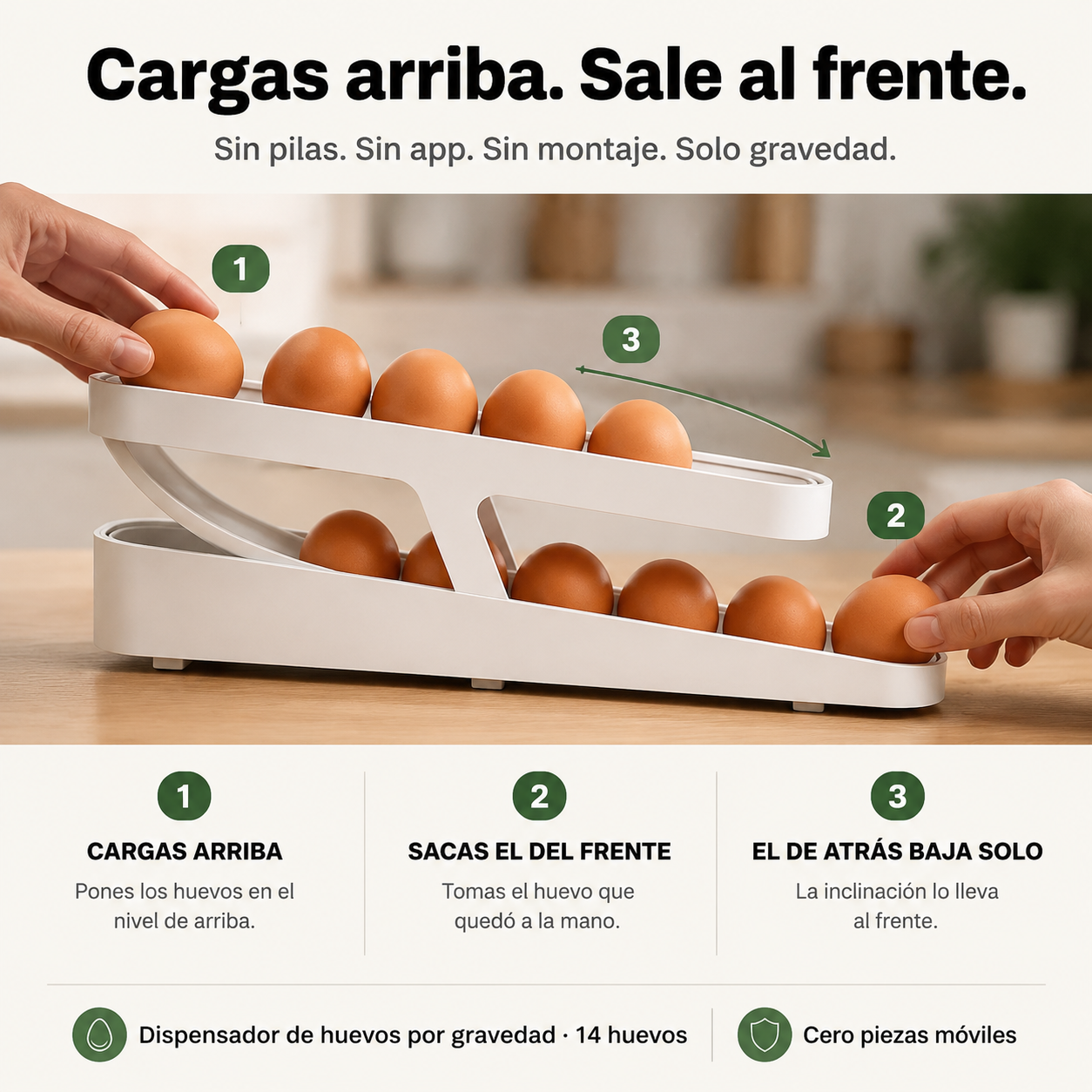 Huevera Organizador Dispensador De Huevo - 14401 — vista 4
