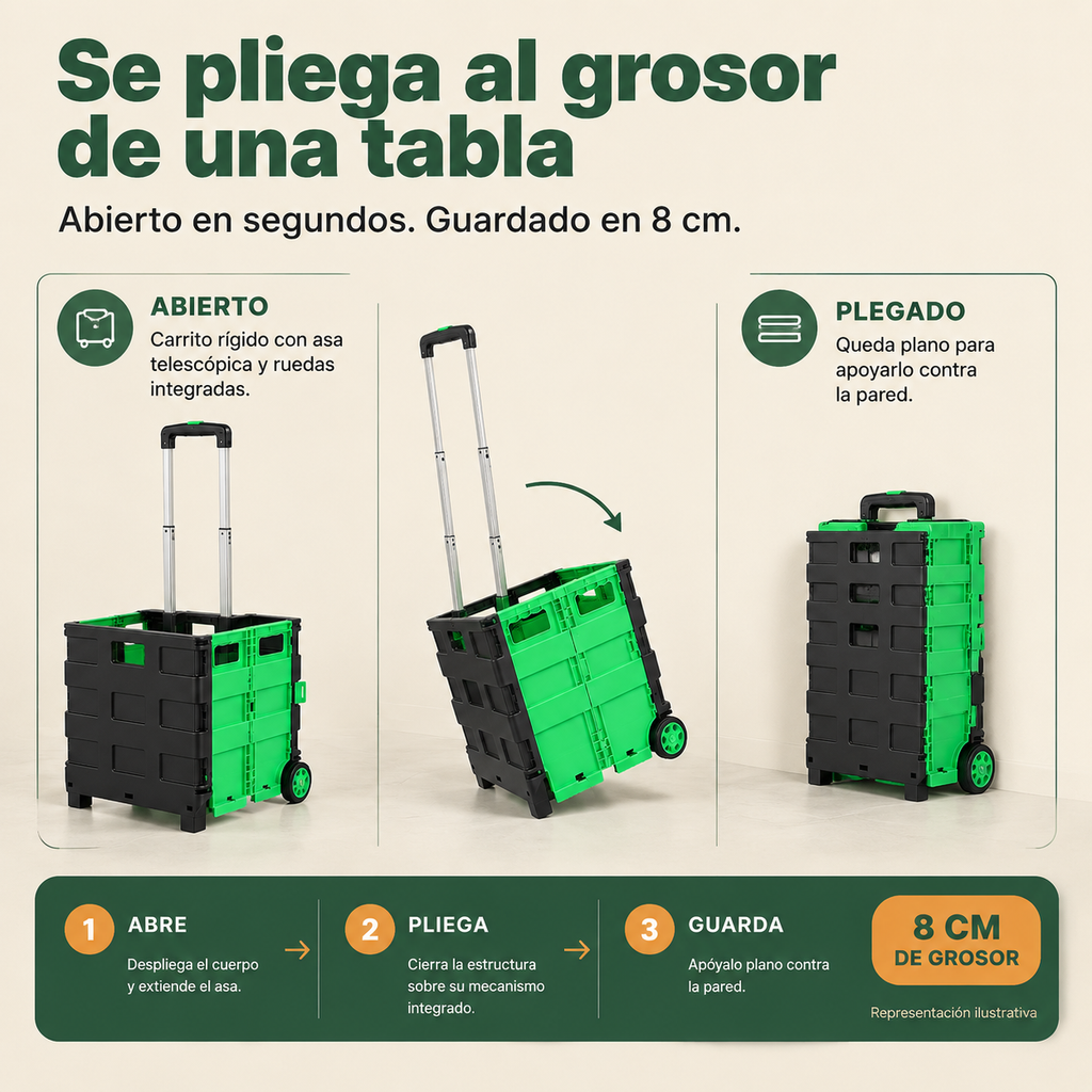Carrito Plegable De Mercado Verde - 51709 — vista 4