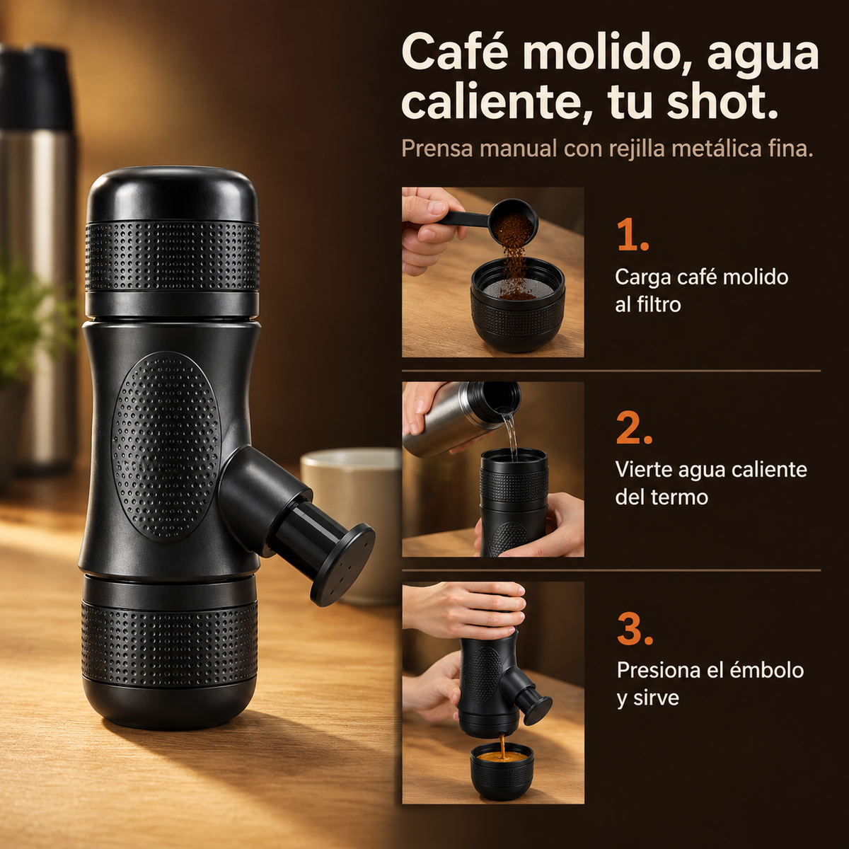 Cafetera Manual Portatil Cafe - 7725 — vista 4