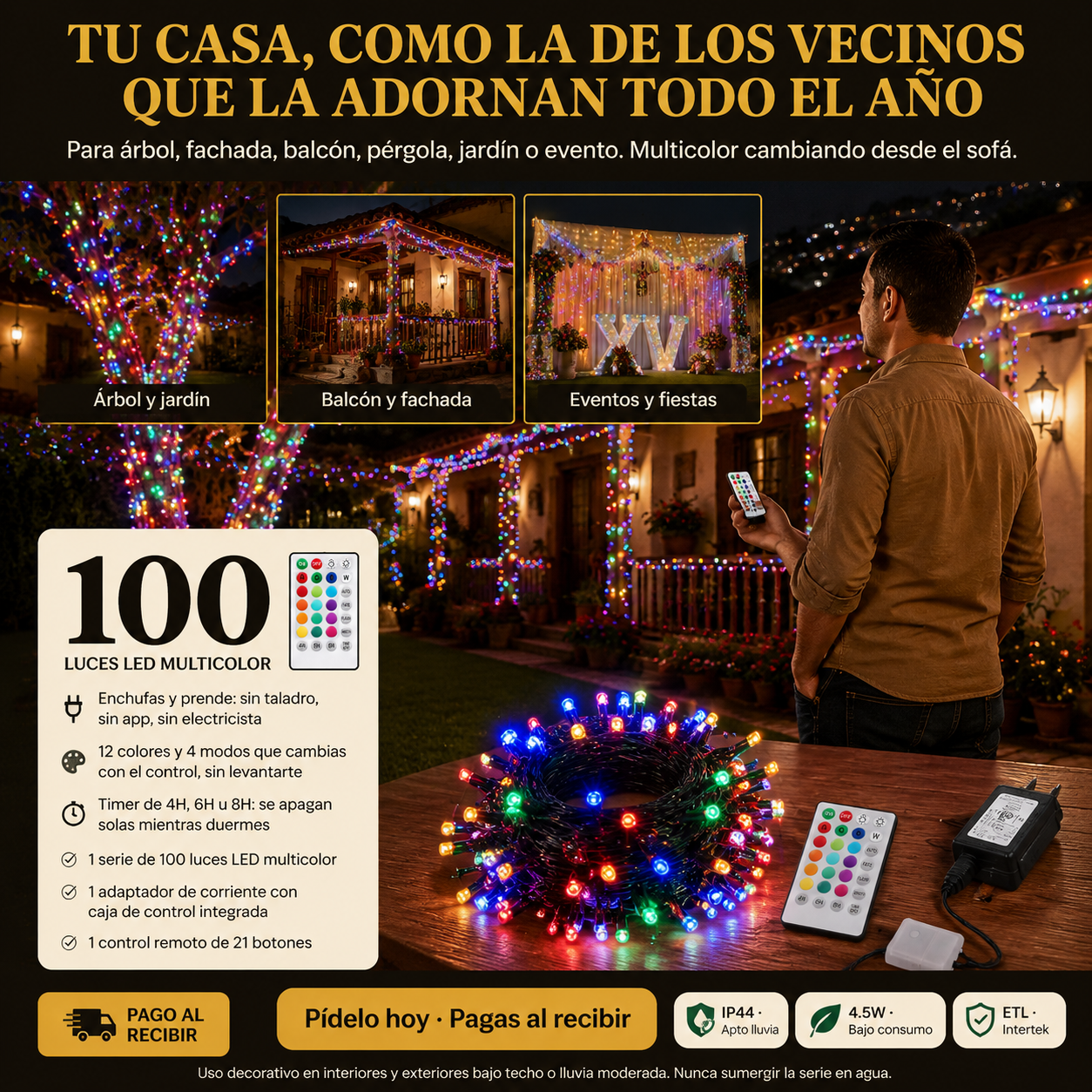 Guirnalda De 100 Luces Multicolor - 2270 — vista 5