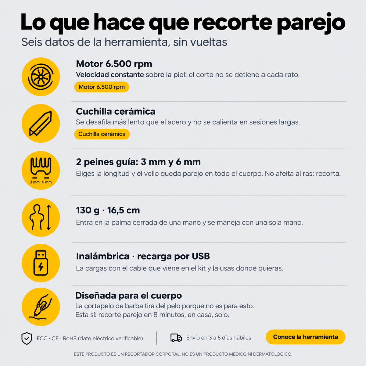 Recortador Corporal Hombre Inalambrico - 7077 — vista 6