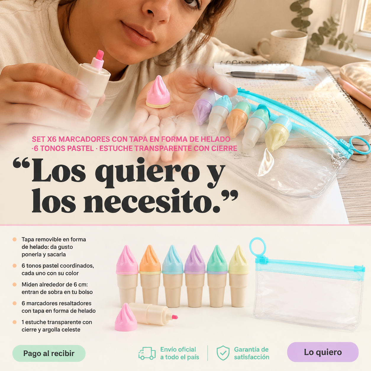 Set X6 Resaltadores Helado CandY — vista 6