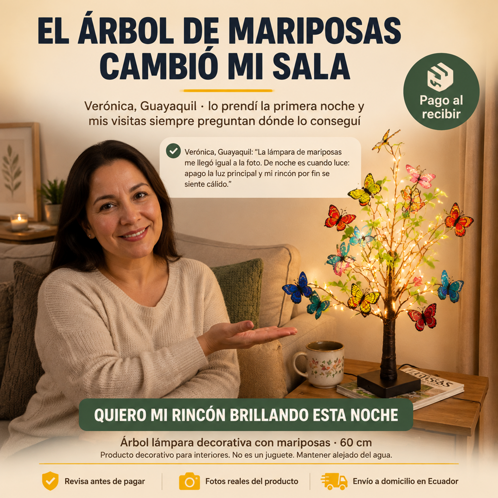 Arbol Lampara Decorativa Mariposas 60cm - 110804 — vista 6