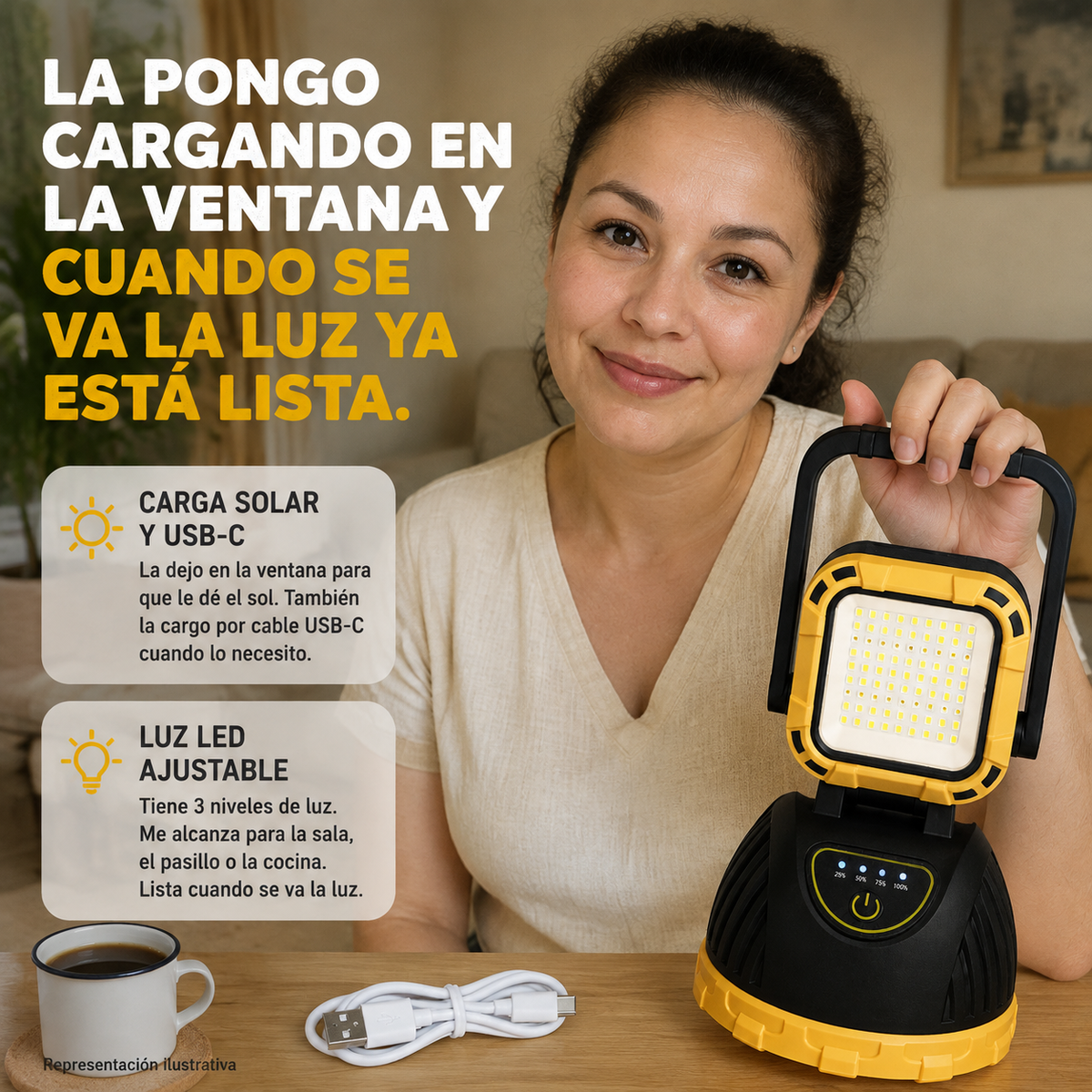 LINTERNA PARA CAMPING CARGA SOLAR Y USB - 1607244 — vista 6