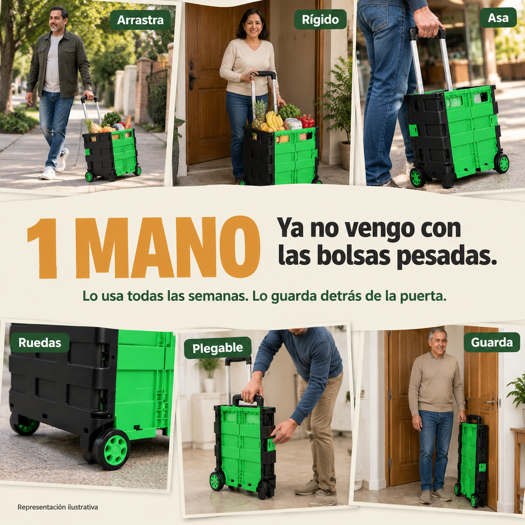 Carrito Plegable De Mercado Verde - 51709 — vista 6