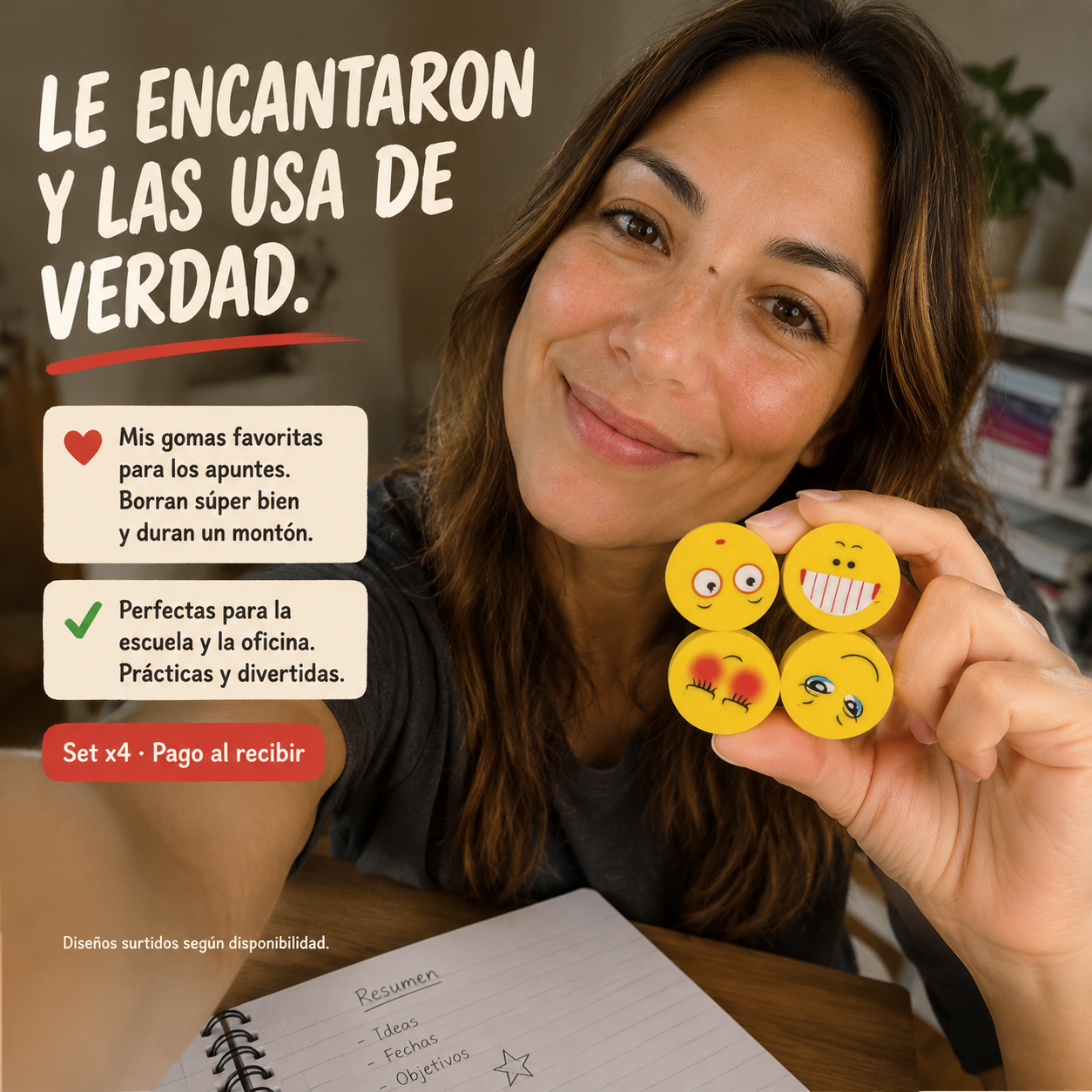 Goma De Borrar Emojis x4 - 6918 — vista 6