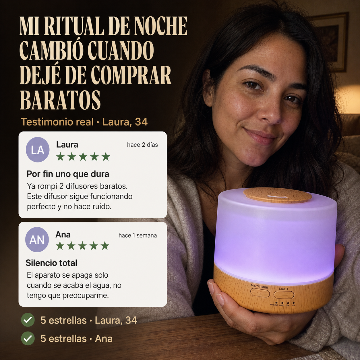 Humificador Bambu con Luz Led — vista 6