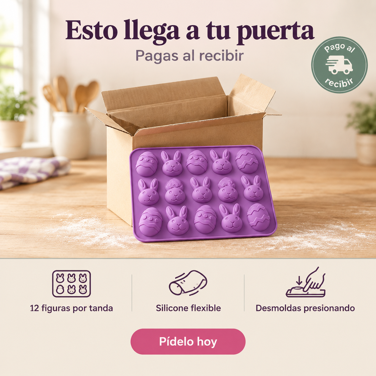 Moldes 12 Espacios Huevos Conejo Pascua - 55186 — vista 7