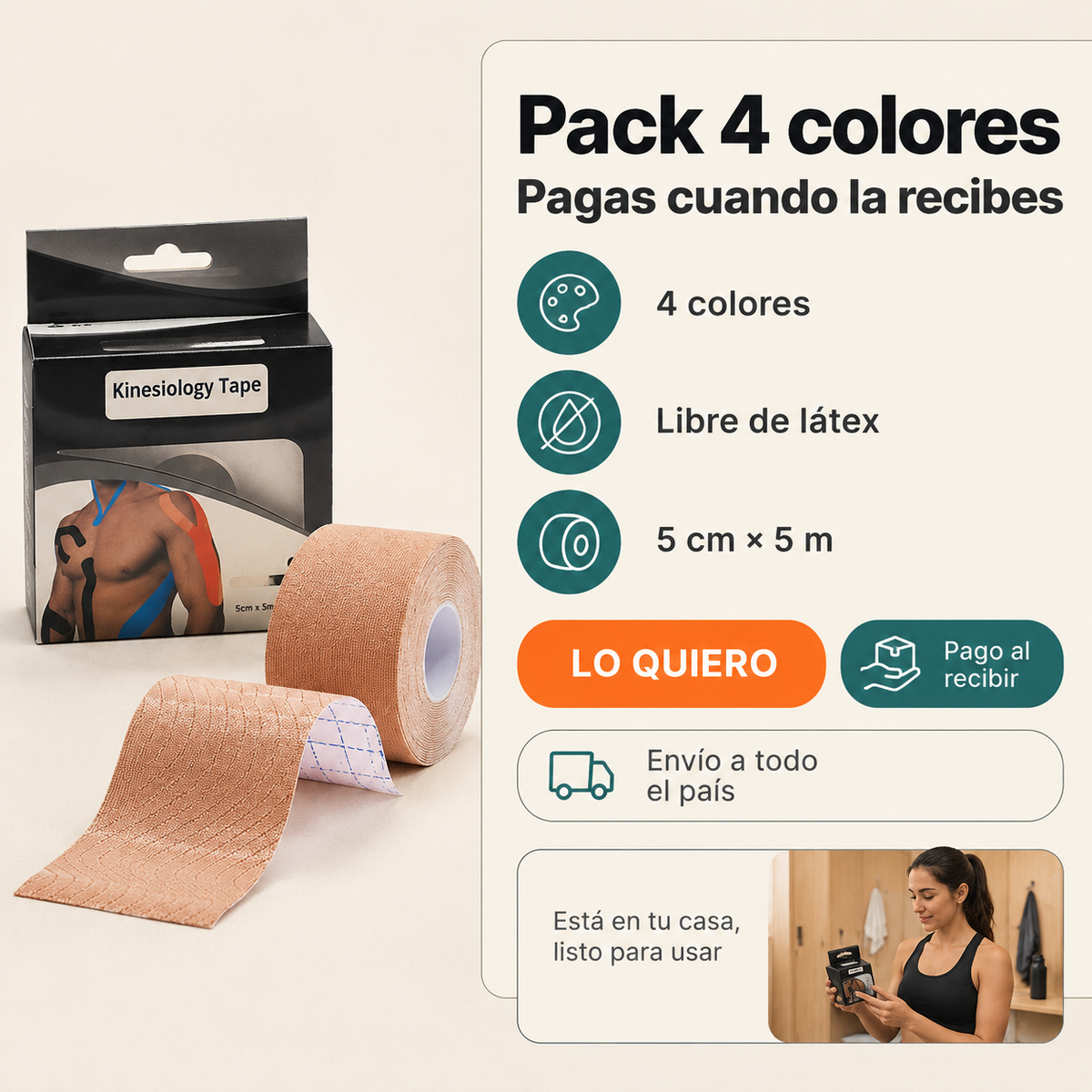 Cinta Kinesiologica Deportiva 5cm X 5m - 19347 — vista 7