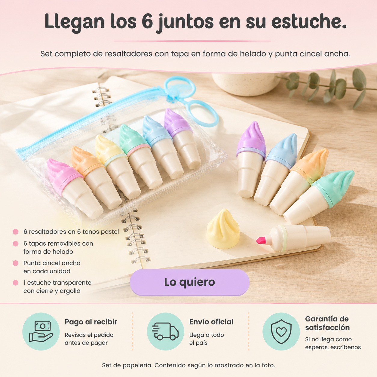 Set X6 Resaltadores Helado CandY — vista 7