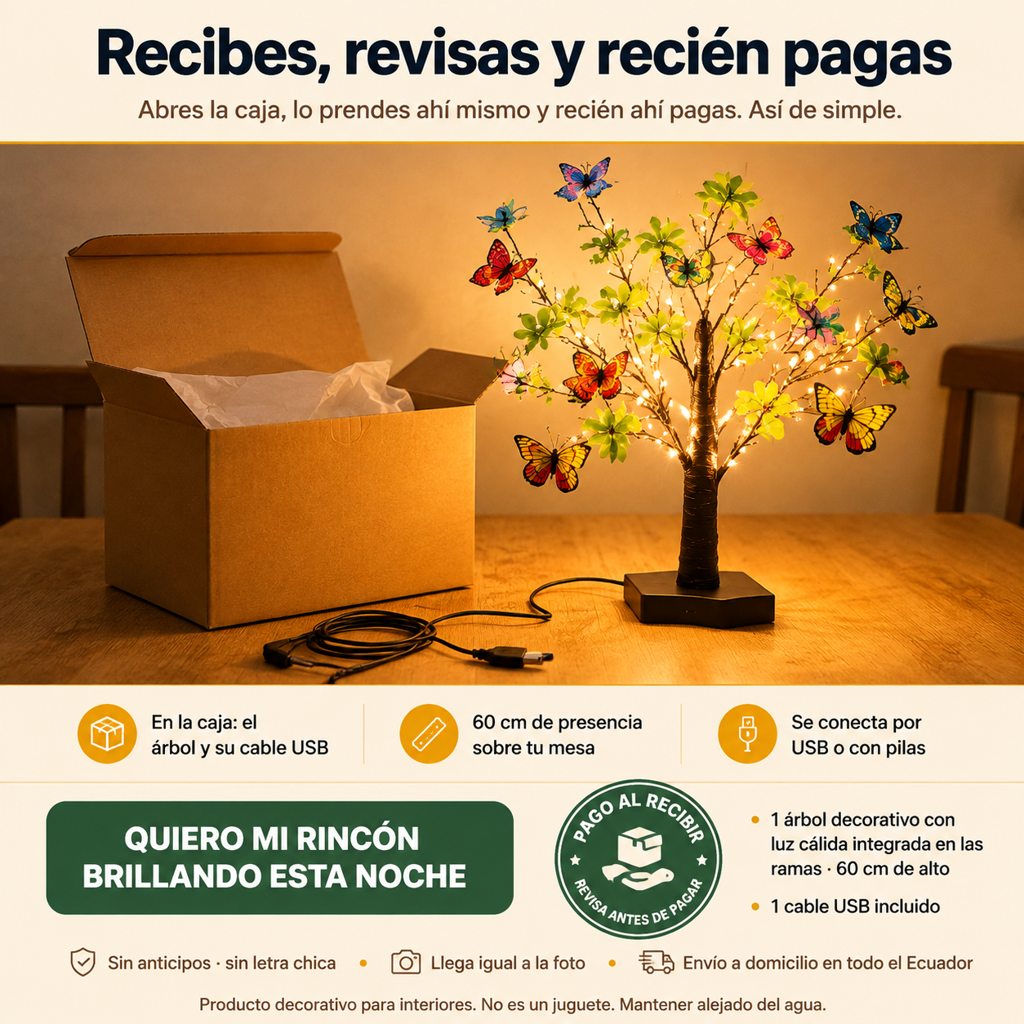 Arbol Lampara Decorativa Mariposas 60cm - 110804 — vista 7