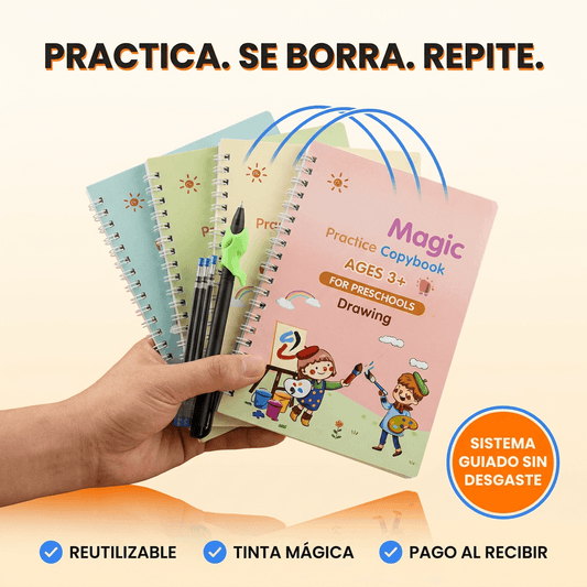 Set Educativo de Caligrafía Reutilizable 4 en 1 - Practica, se borrra y repite