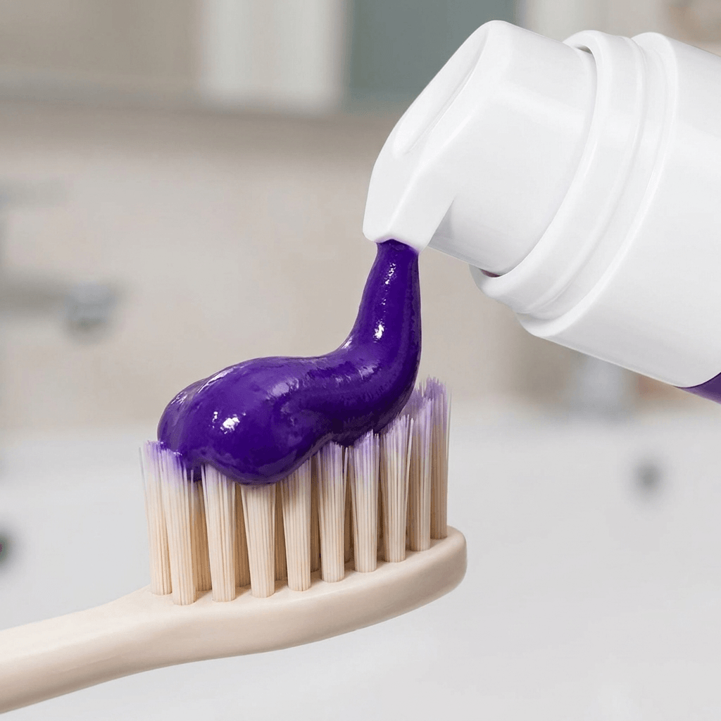 Crema dental púrpura blanqueadora - Dale a tu sonrisa un blanco más limpio en segundos