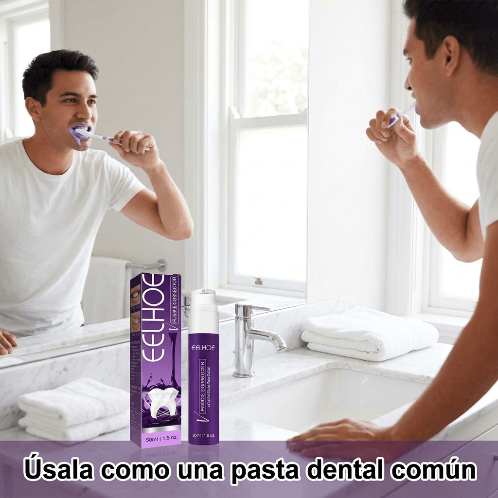 Crema dental púrpura blanqueadora - Dale a tu sonrisa un blanco más limpio en segundos