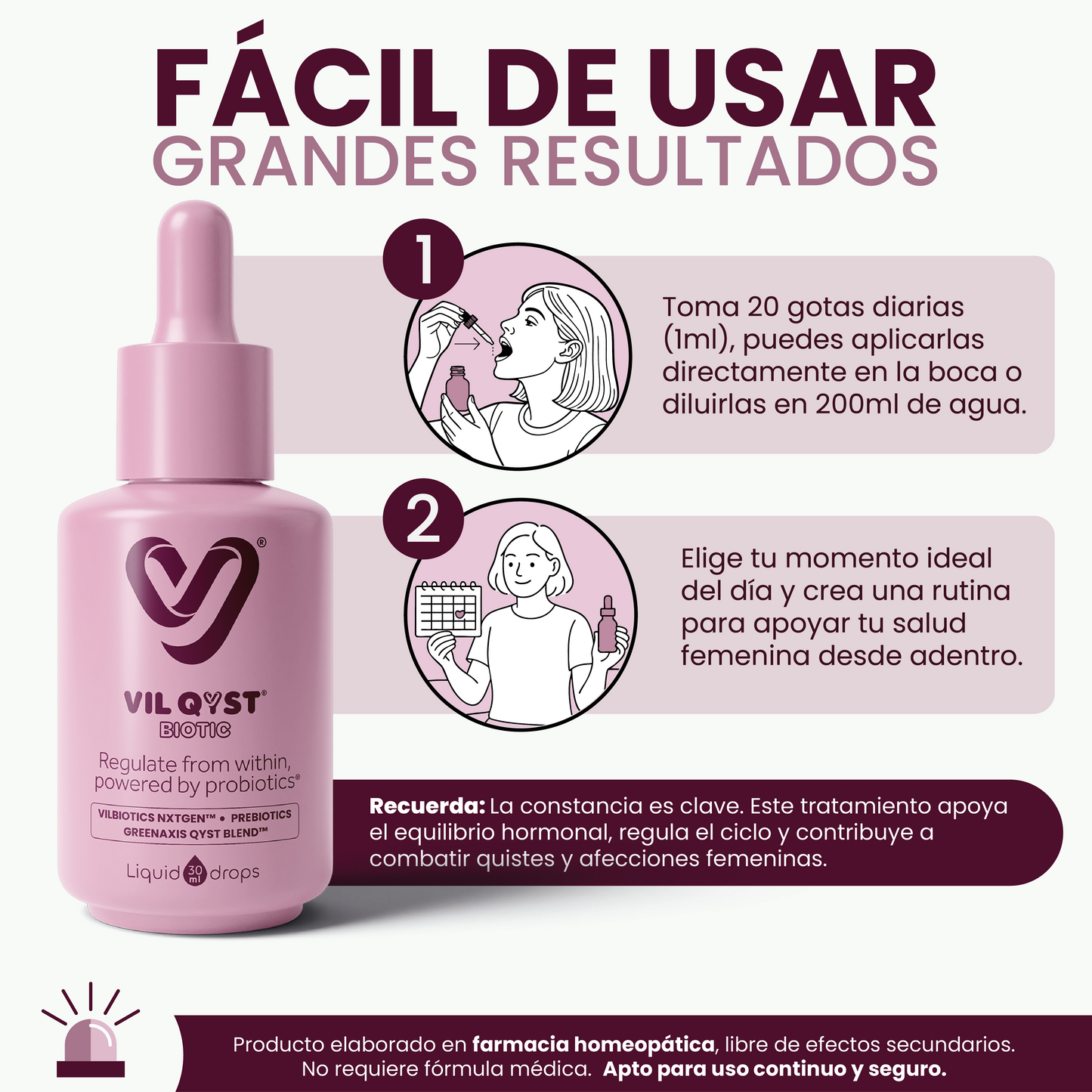 VIL QYST BIOTIC™ – El primer regulador intestino-ovárico que elimina quistes desde la raíz y devuelve el equilibrio a tu ciclo menstrual