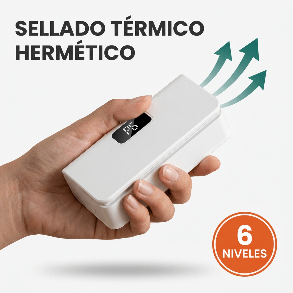 Mini Selladora Térmica Digital 2 en 1 - Conserva tus alimentos frescos sellando bolsas en segundos