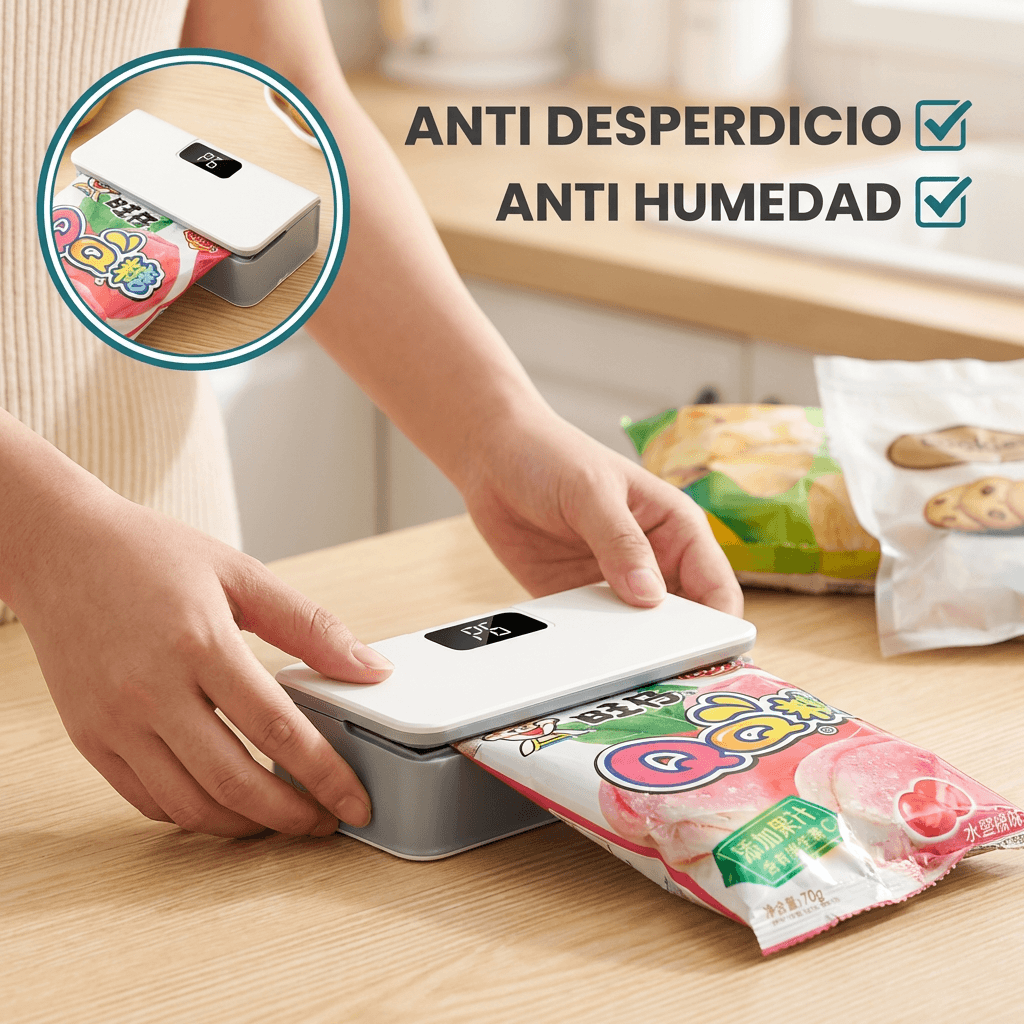 Mini Selladora Térmica Digital 2 en 1 - Conserva tus alimentos frescos sellando bolsas en segundos