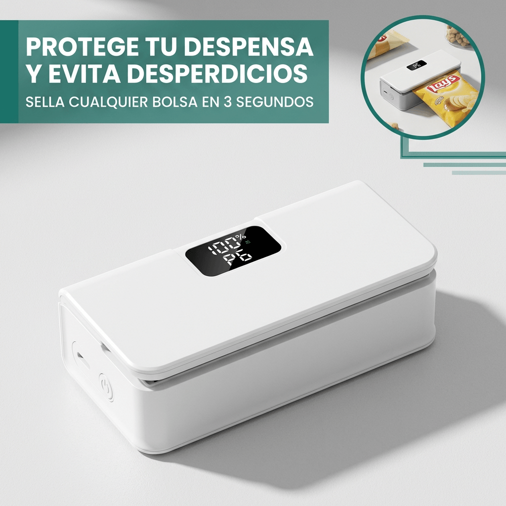 Mini Selladora Térmica Digital 2 en 1 - Conserva tus alimentos frescos sellando bolsas en segundos