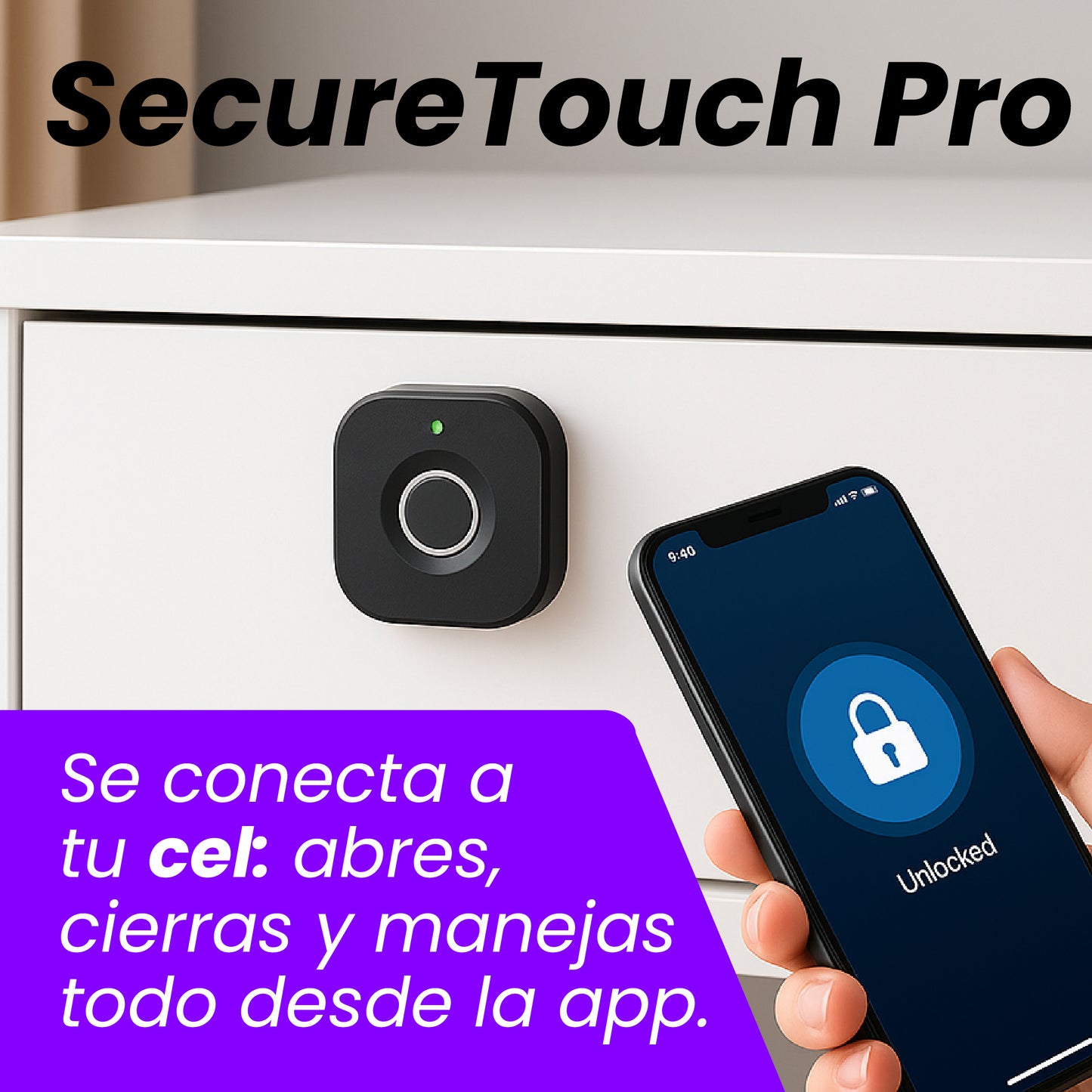 SecureTouch Pro - La Cerradura Biométrica Inteligente que supera cualquier llave o candado.