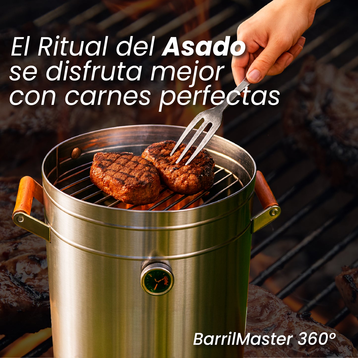 BarrilMaster 360° - Logra carnes jugosas, ahumadas y en su punto