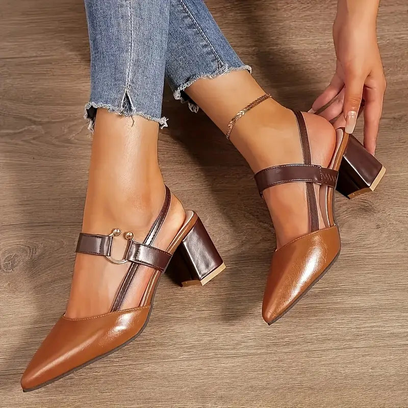 EleganceDuo™ – Zapatos de tacón bajo con correa