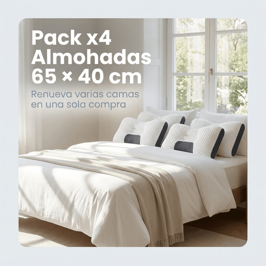 Pack de 4 almohadas suaves de 65 × 40 cm - Renueva tu descanso en una sola compra