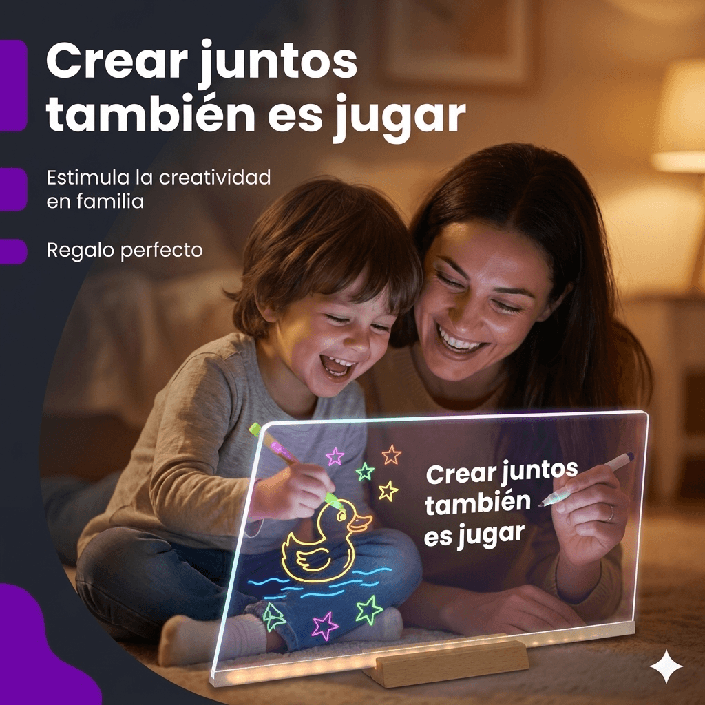 Tablero LED acrílico para niños - Haz que sus dibujos brillen con luz propia