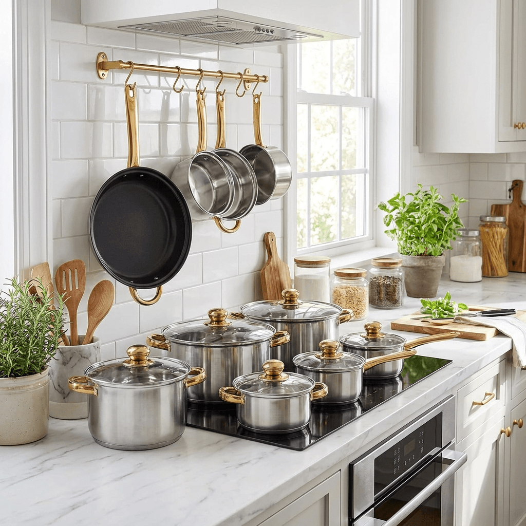 Set de ollas de 12 piezas en acero inoxidable - Equipa tu cocina de una sola vez