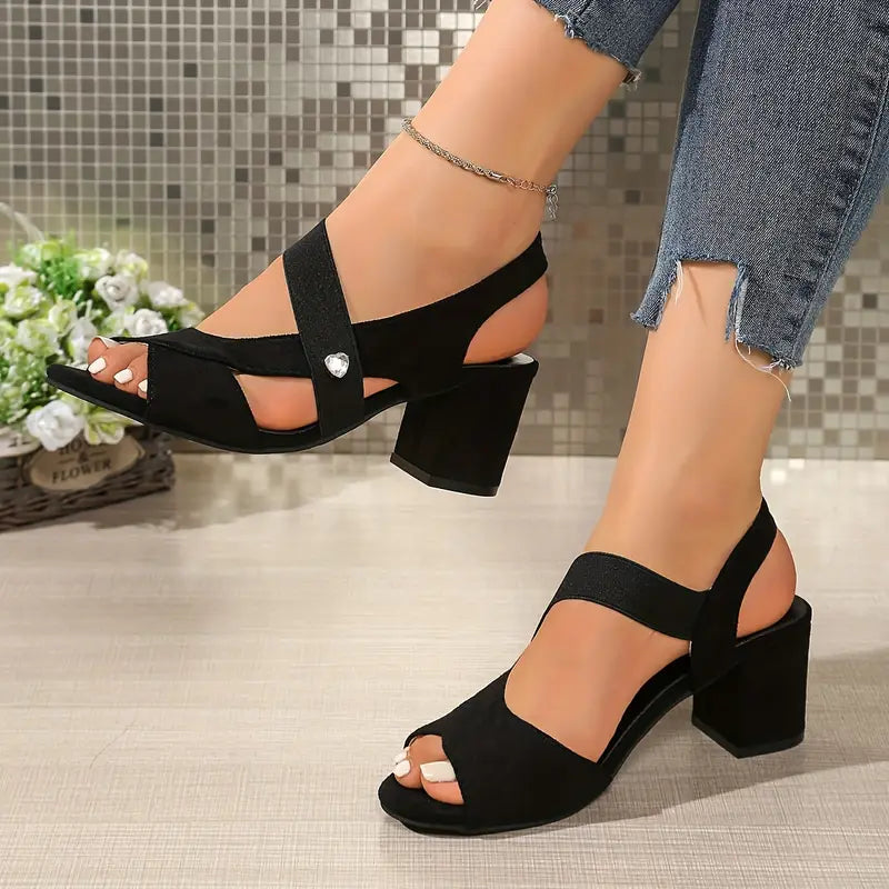 ColorBlock™ – Sandalias de tacón medio bicolor