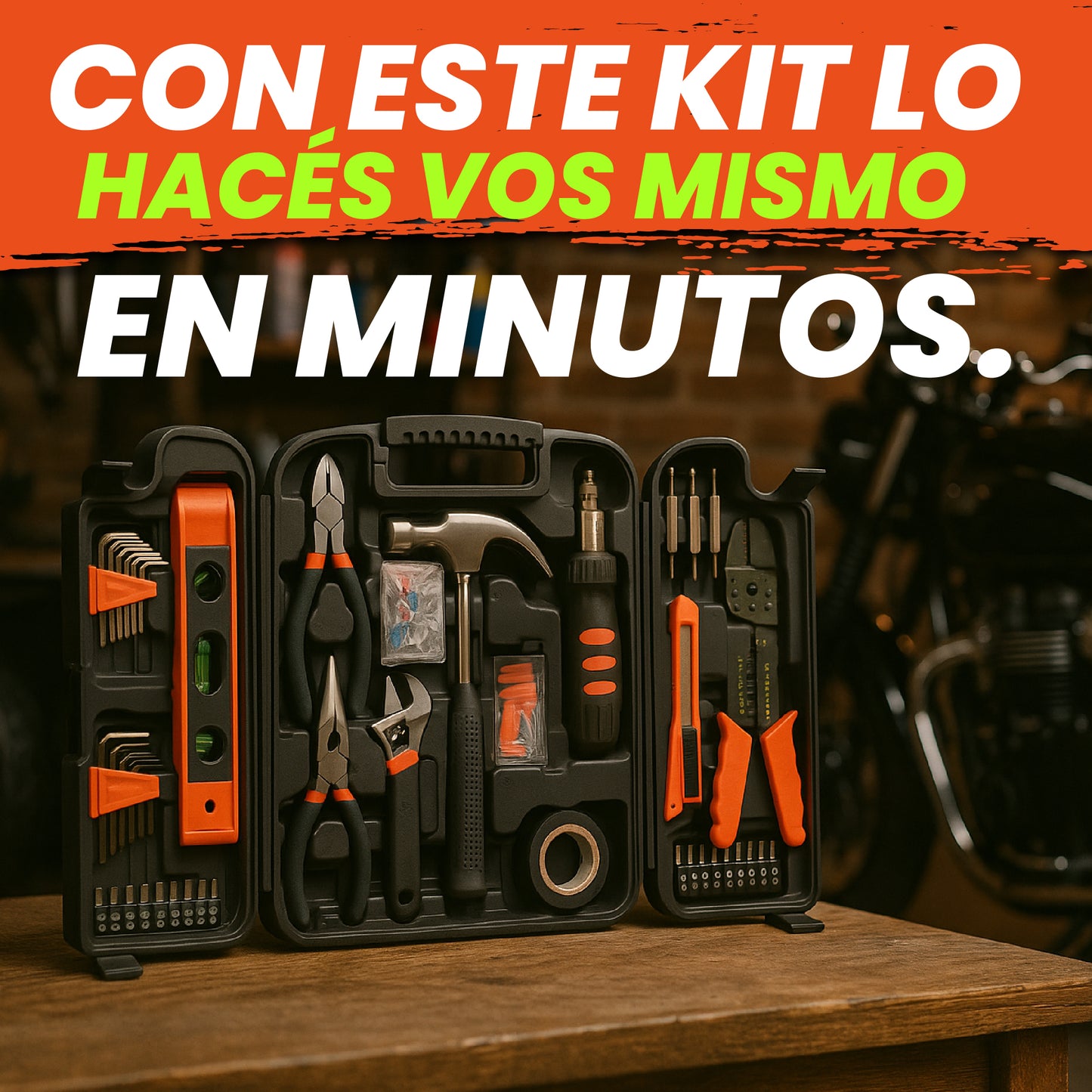 Kit de herramientas 129 Piezas™ - Caja todo-en-Uno Premium de Cromo Vanadio
