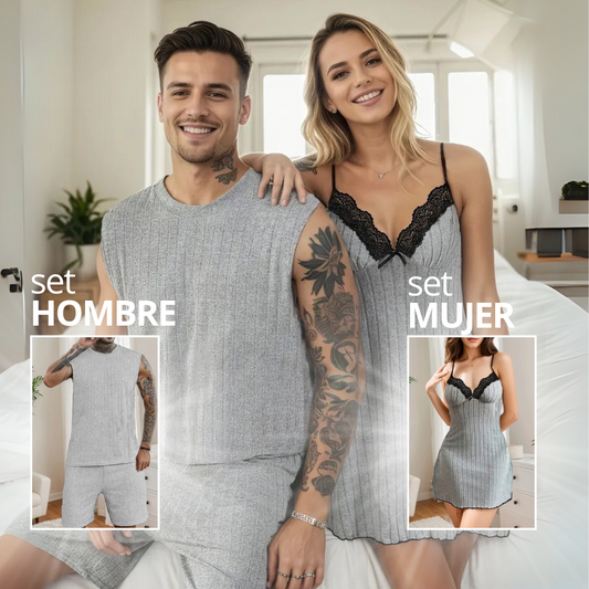 SoftLounge™ – Set de pijamas gris para pareja