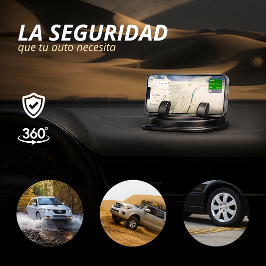 AutoSecure 360™ – El soporte inteligente que mantiene tus manos en el volante y tus ojos en el camino mientras tu celular encuentra automáticamente la posición perfecta