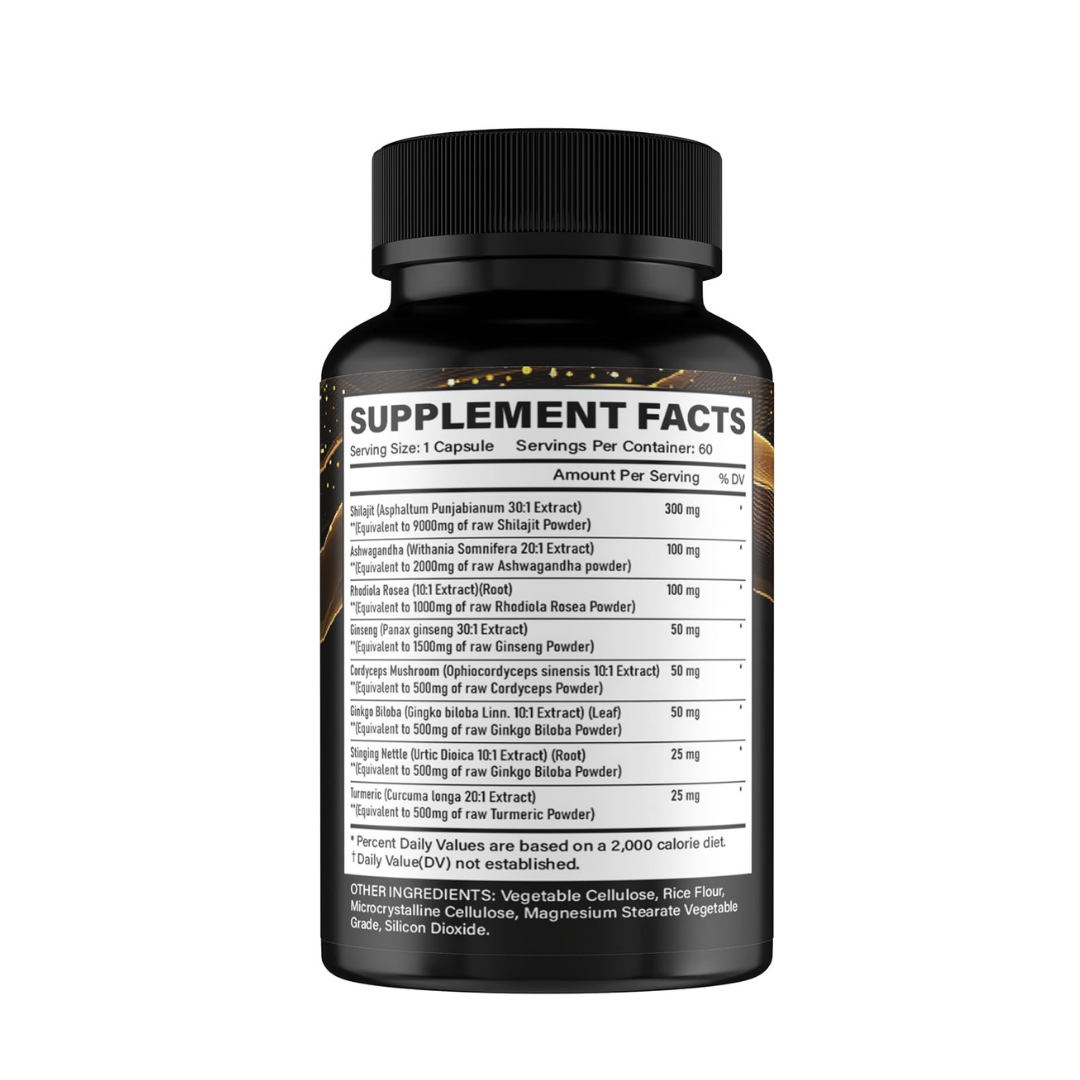 🔥 NUEVO - Fórmula Avanzada 8 en 1  Shilajit Blend Premium + Adaptógenos –  Tu Energía Natural Amplificada